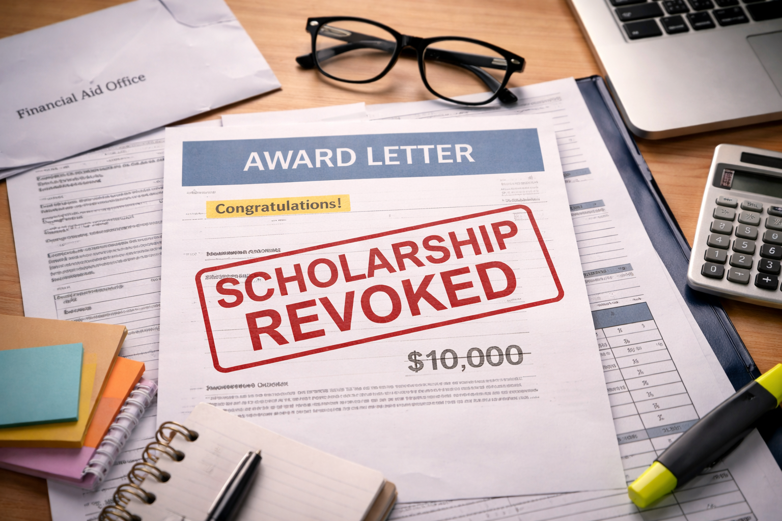 Scholarship revoked after award