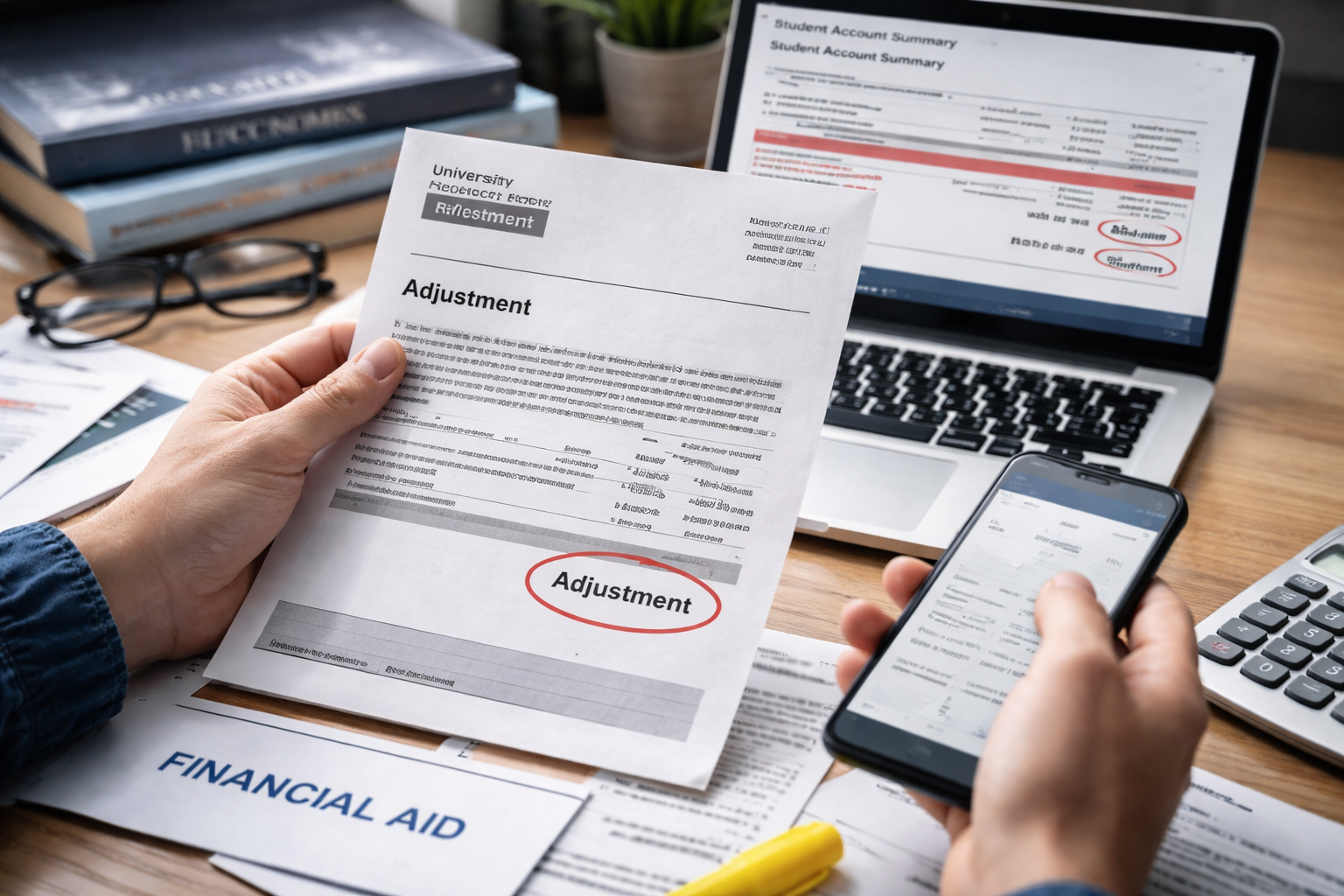 financial aid account adjustment error refund reduced