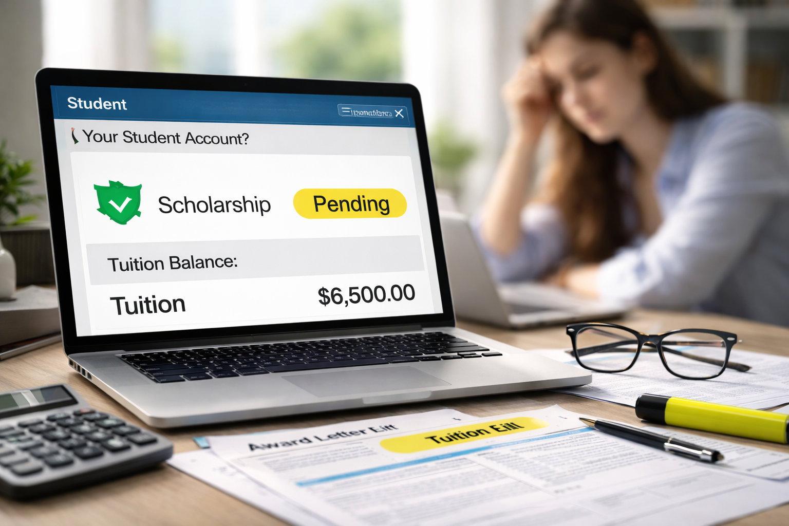 Scholarship Shows as “Pending” but Tuition Not Reduced